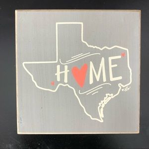 Texas “Home” Wall Decor. Gray White 6x6